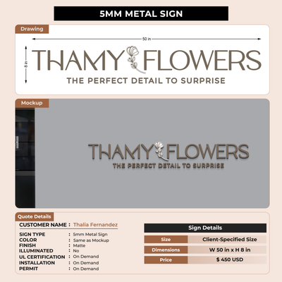5MM Metal Sign For Thalia Fernandez