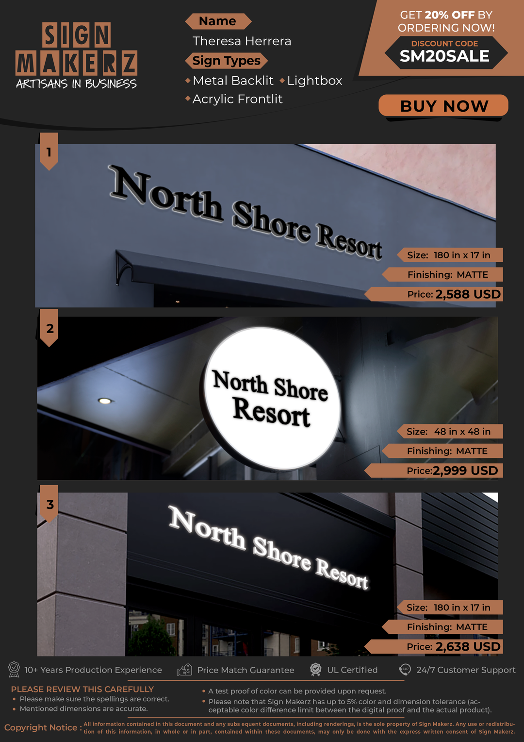 Business Signs for Theresa Herrera