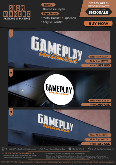 Business Signs for Thomas Runyan