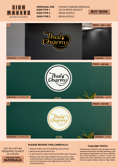 Custom Signs for Thunvit Sawancherdvilai
