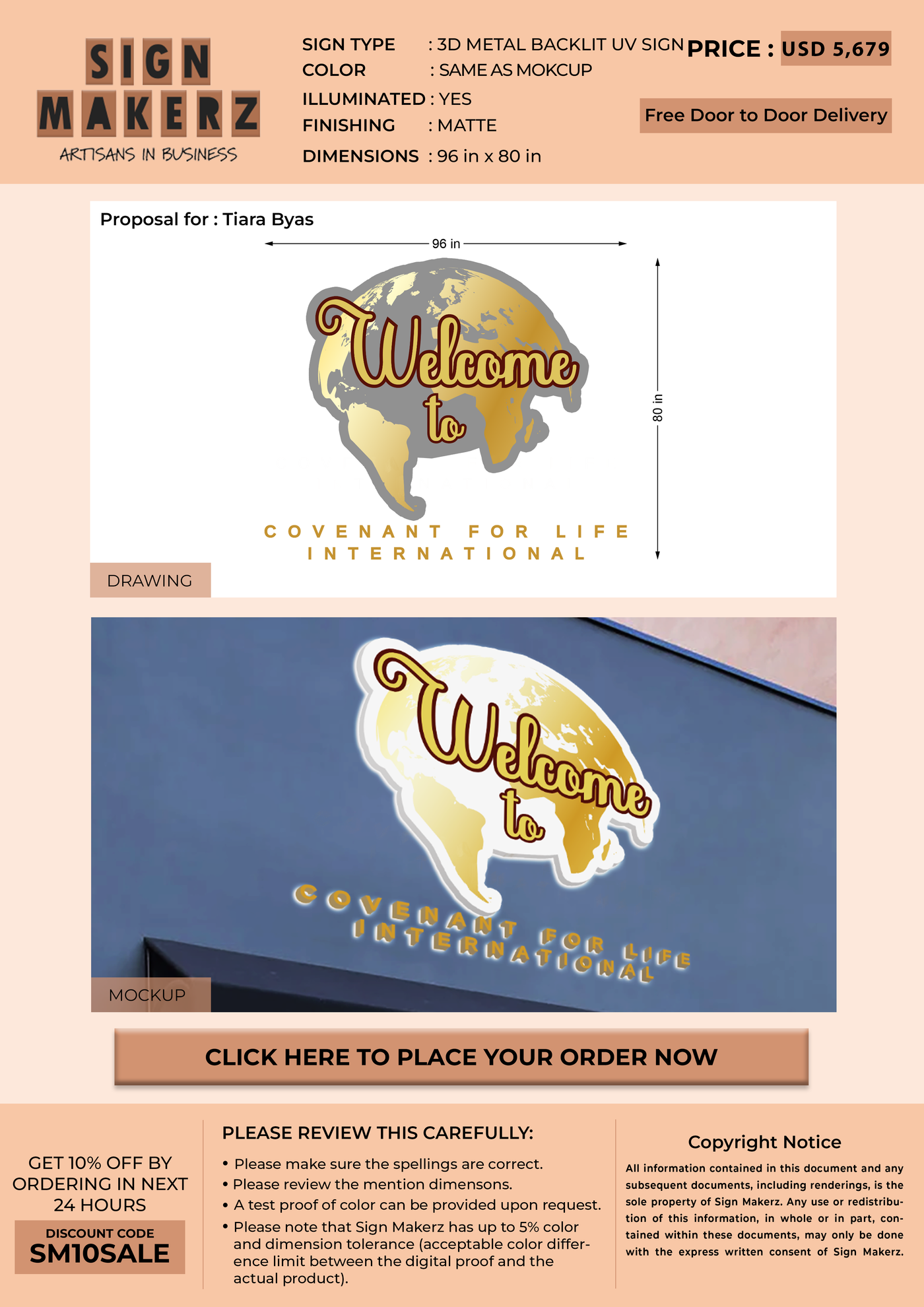 3D UV Metal Backlit sign for Tiara Byas