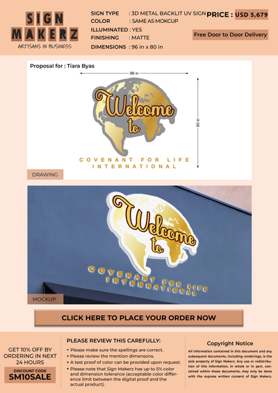 3D UV Metal Backlit sign for Tiara Byas