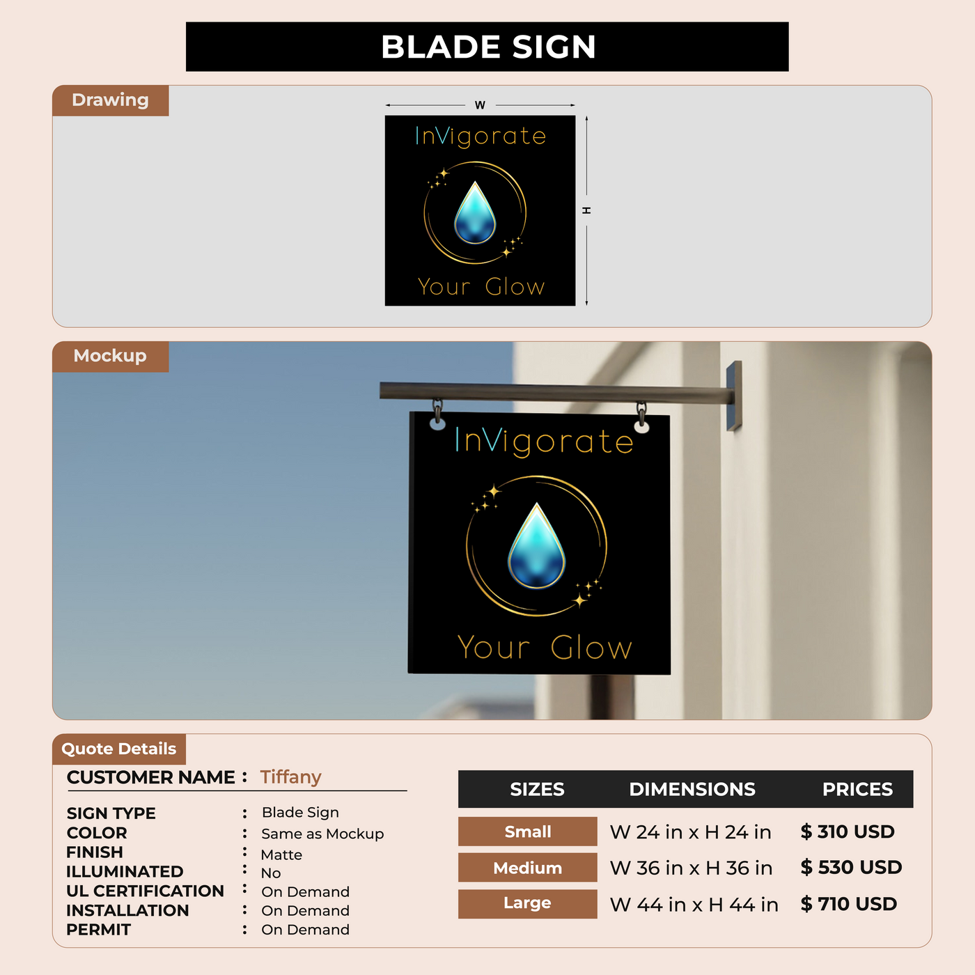 Blade Sign for Tiffany