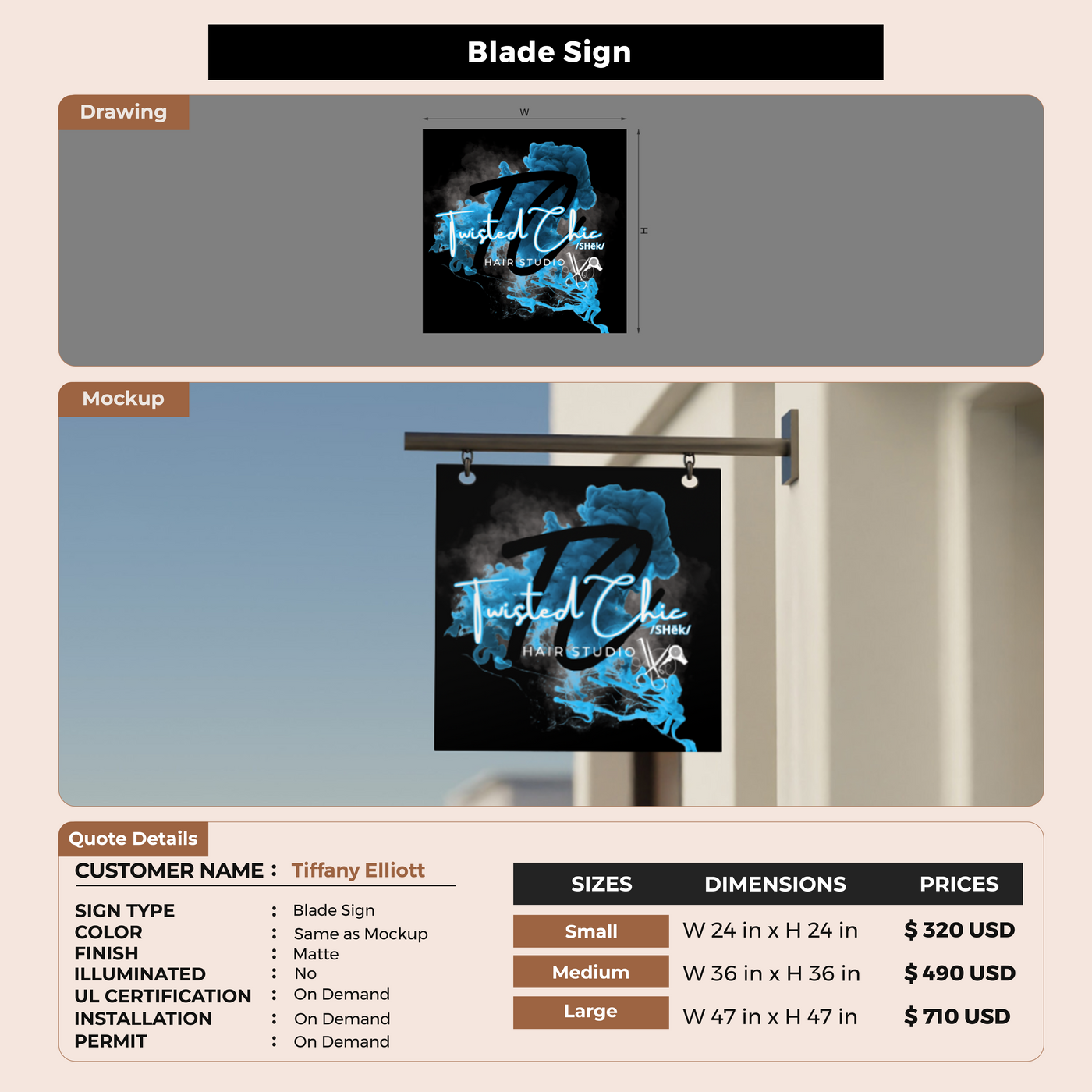 Blade Sign For Tiffany Elliott