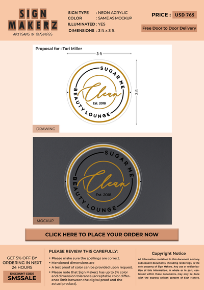 Business signage for Tori Miller