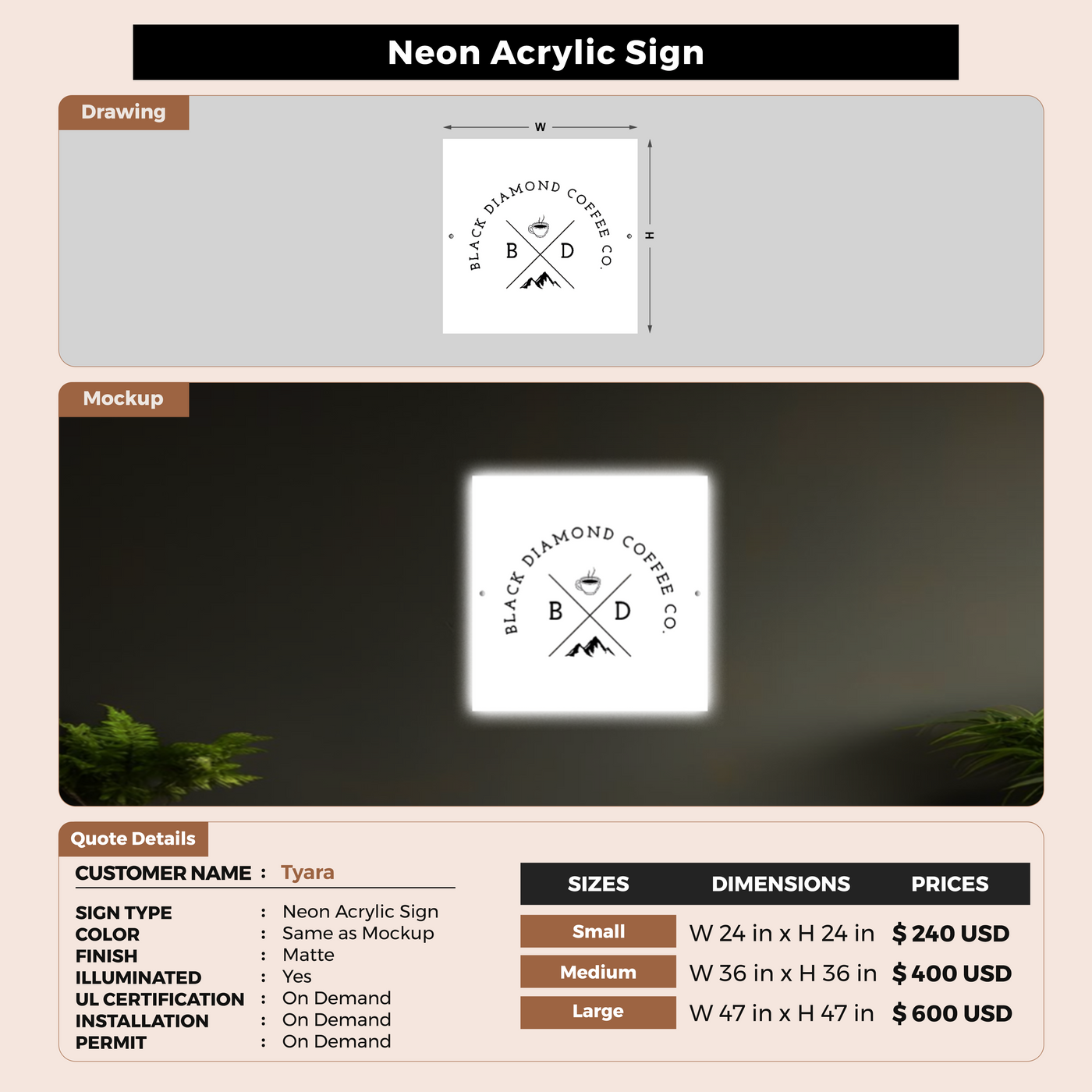 Custom Signs For Tyara