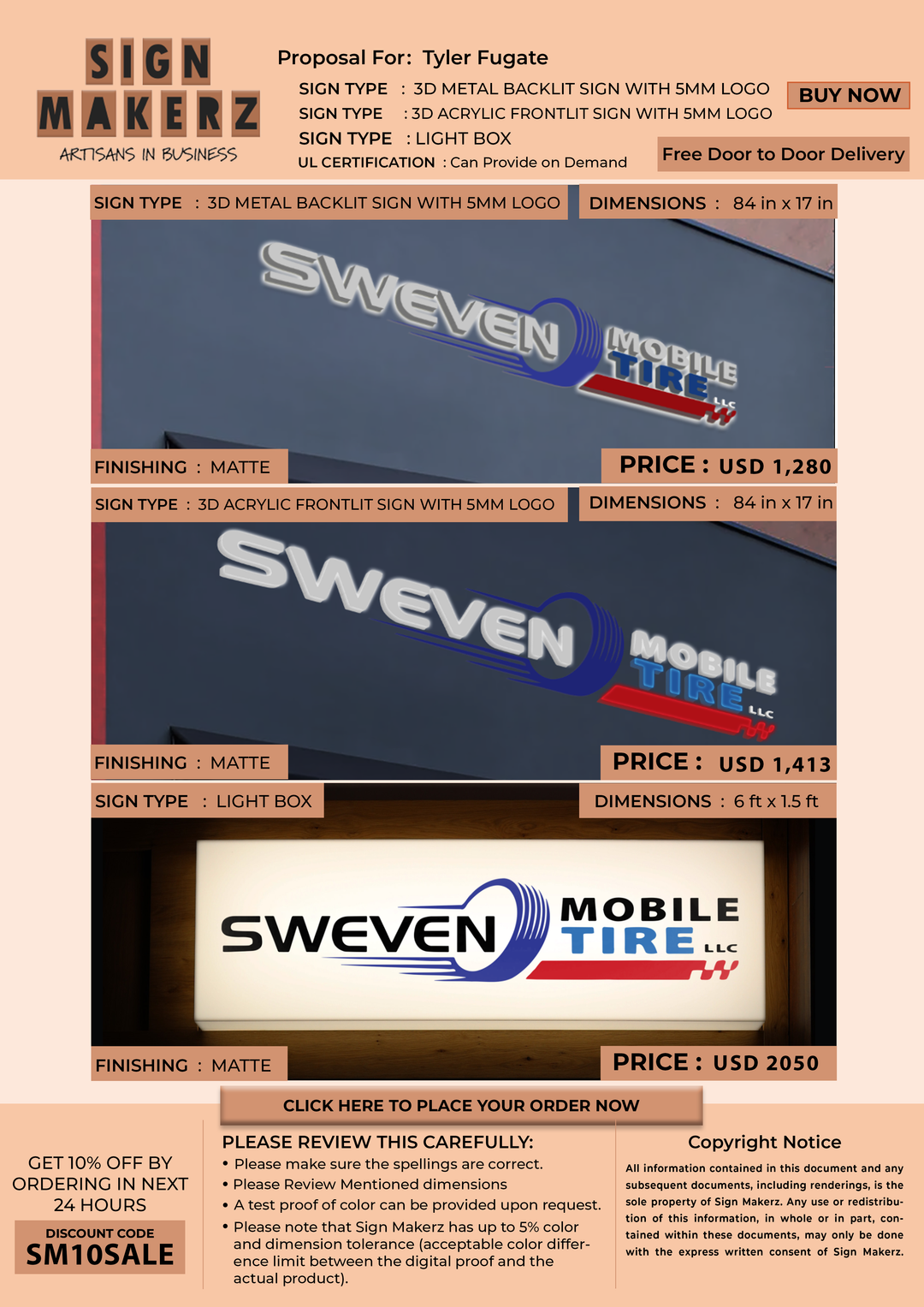 Custom Signs For Tyler Fugate