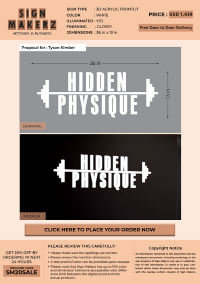 3d acrylic frontlit for Tyson Kimber