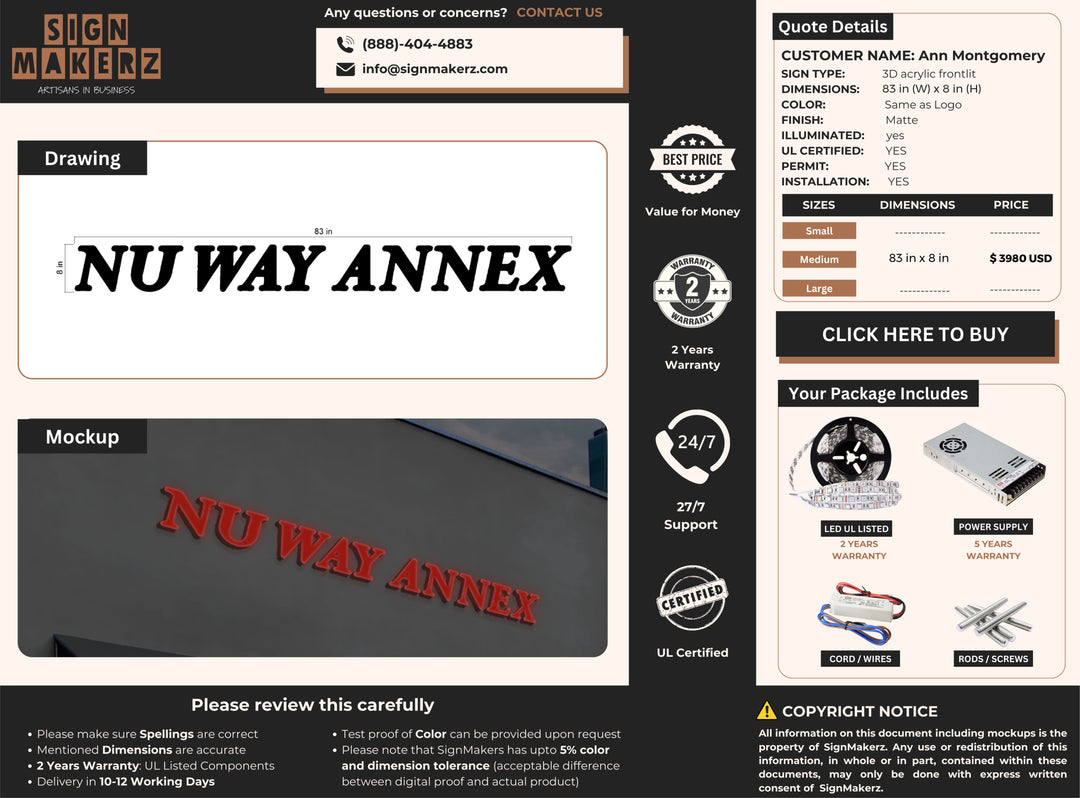 3D business Signage for Ann Montgomery