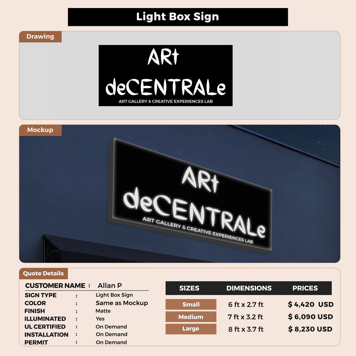 Business signage for Allan P
