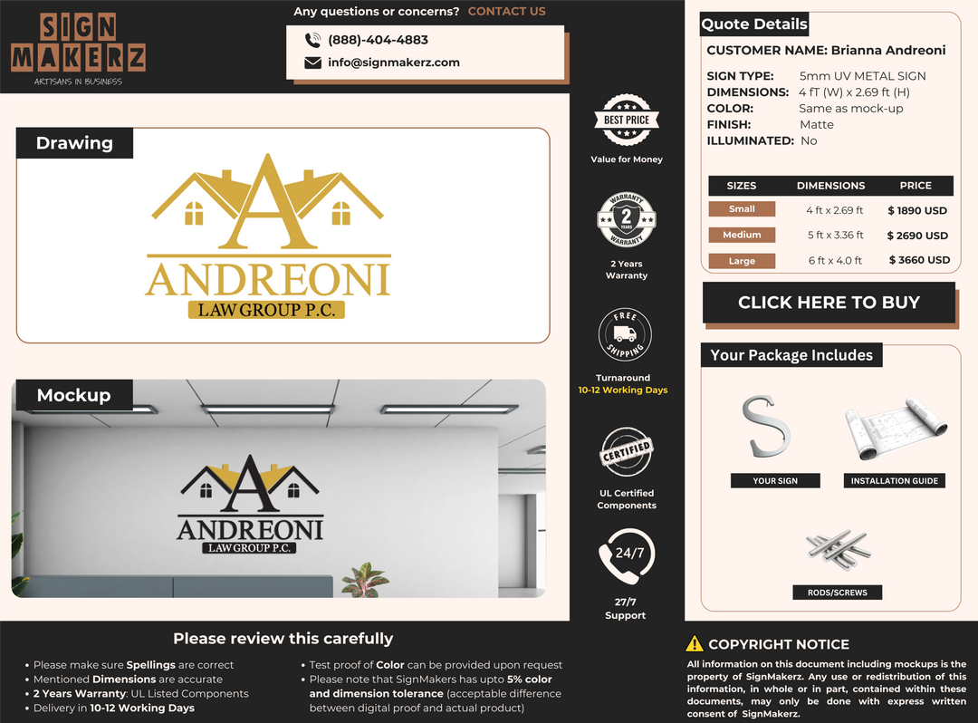 5mm Metal Sign for Brianna Andreoni