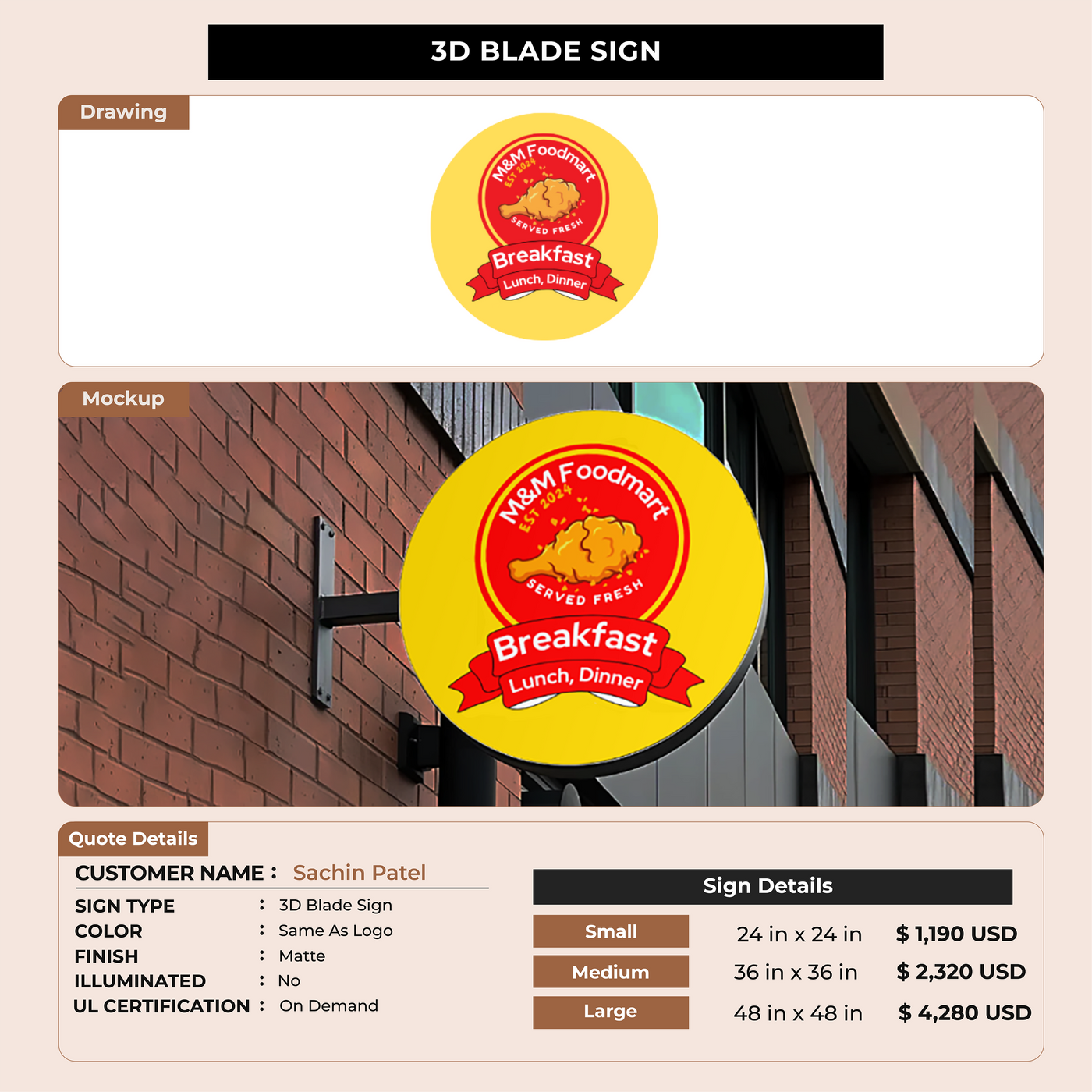 3D Blade Sign for Sachin Patel