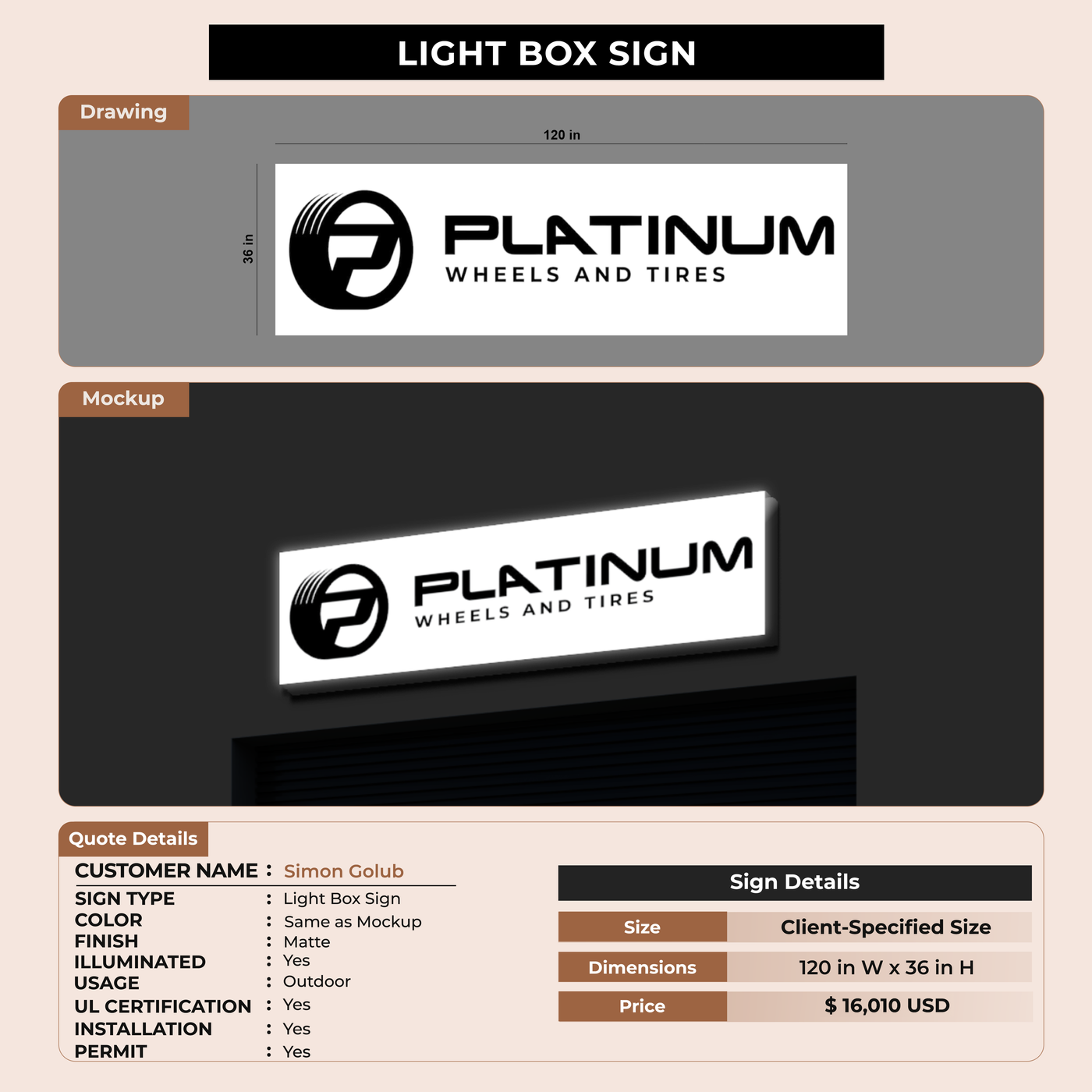 Business signage for Simon Golub