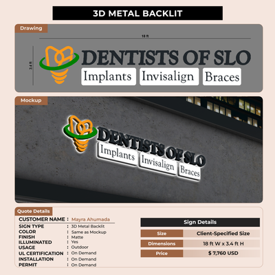 3D Metal Backlit Sign for Mayra Ahumada
