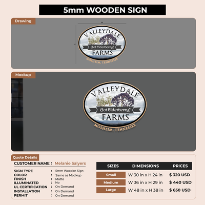 5mm Wooden Sign for Melanie Salyers