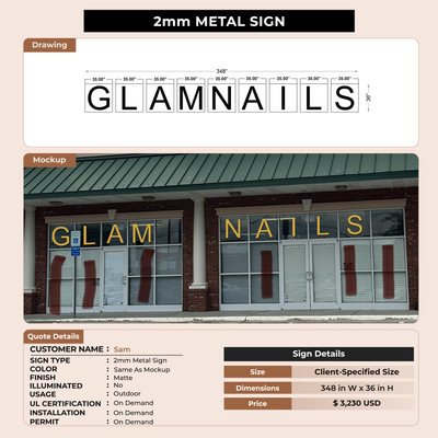 2mm metal Sign for Sam