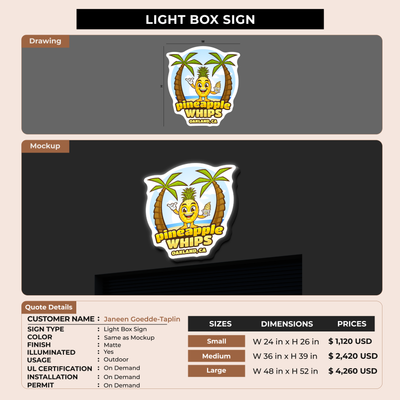 Light Box Signage for Janeen Goedde-Taplin