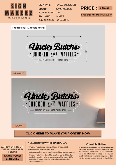 UV Acrylic Sign For Chuvalo Ferrell
