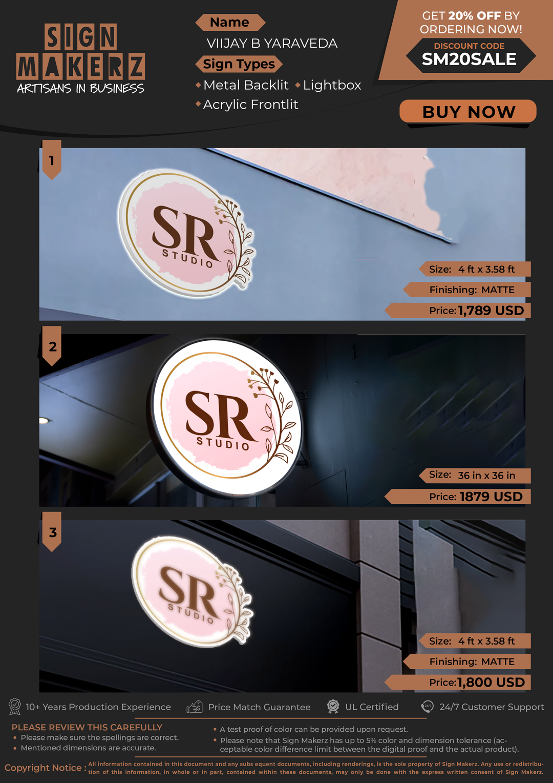 Business Signs For VIIJAY B YARAVEDA