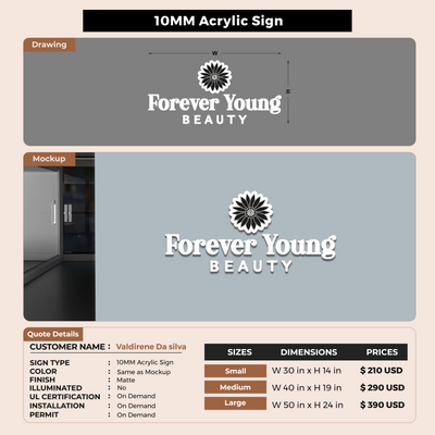 10MM Acrylic Sign For Valdirene Da silva