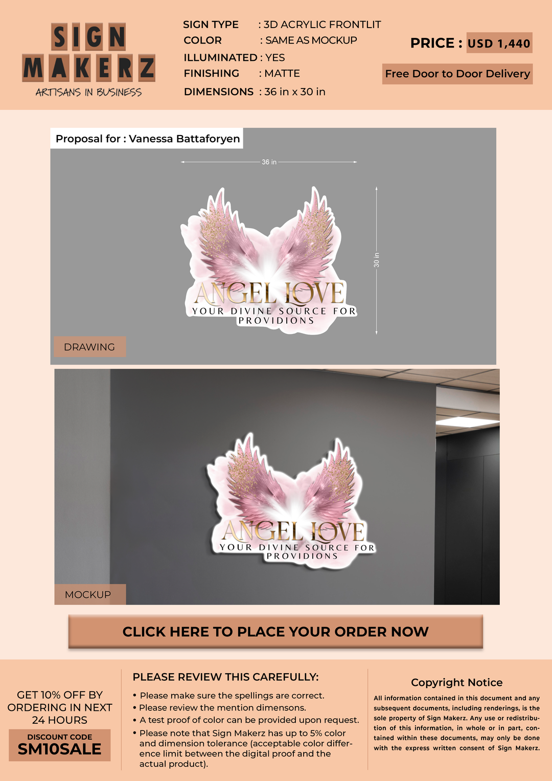 Business signage for Vanessa Battaforyen