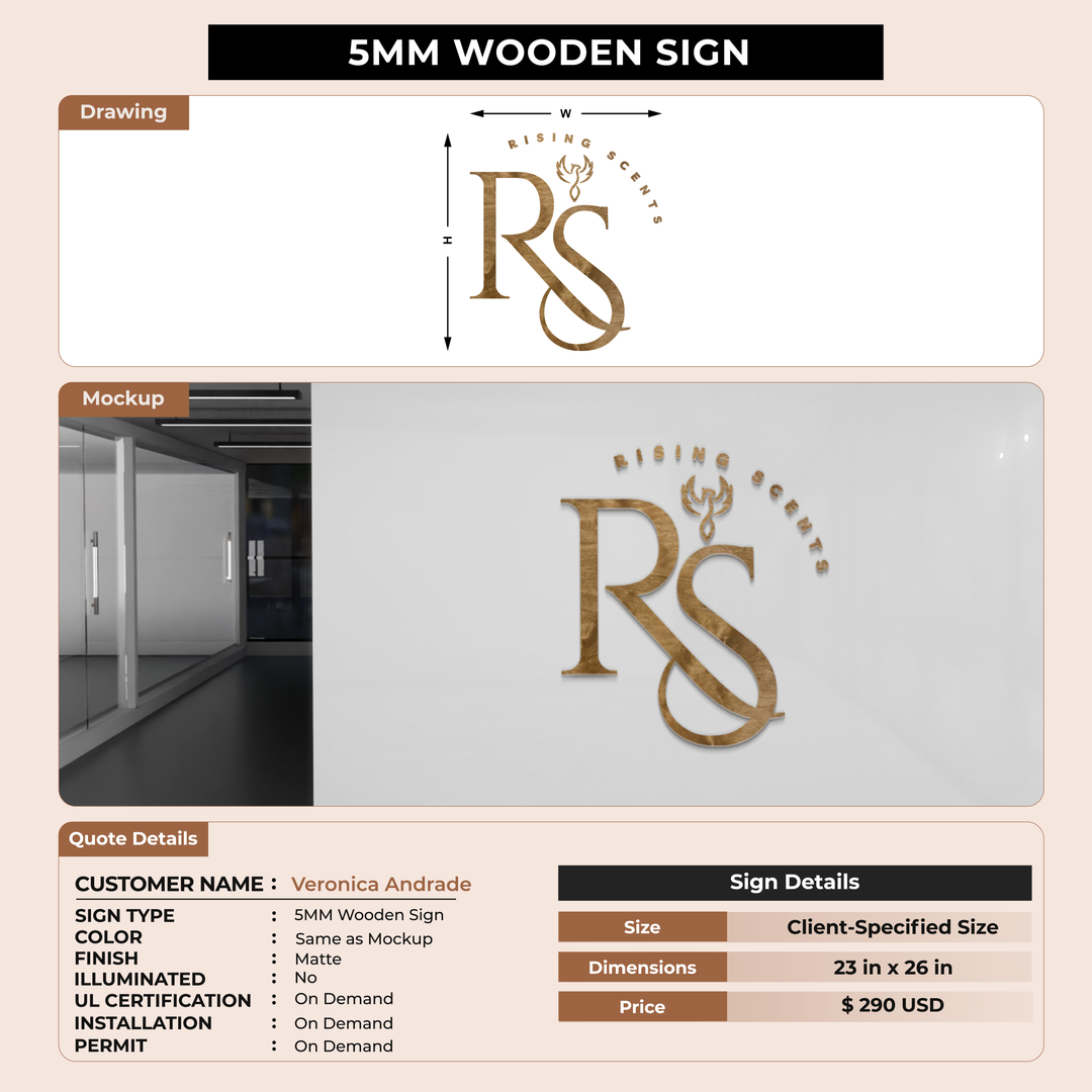 5mm wooden sign for Veronica Andrade