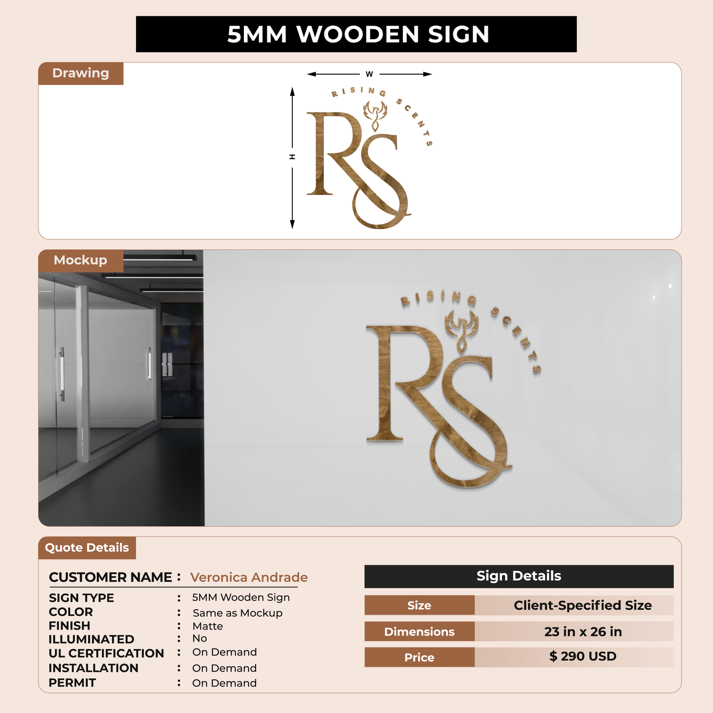 5mm wooden sign for Veronica Andrade