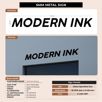 5mm Metal Sign For Wai Kie Wong