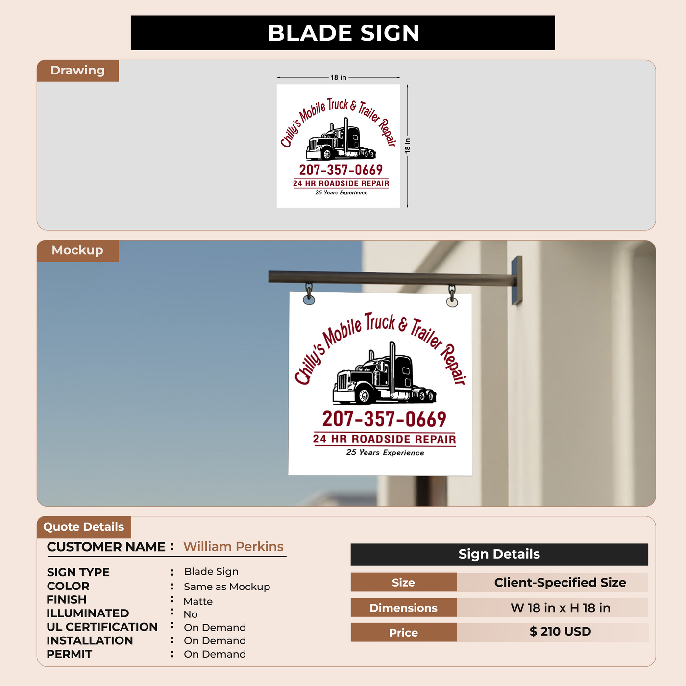 2D blade sign for William Perkins