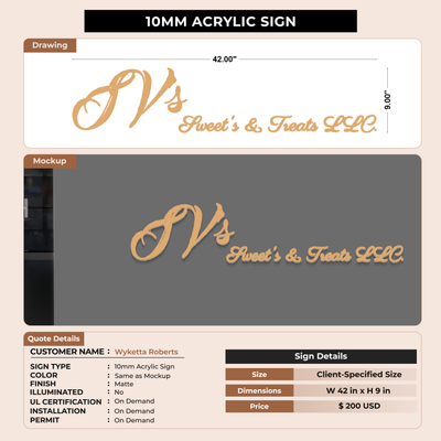 10mm acrylic sign for Wyketta Roberts