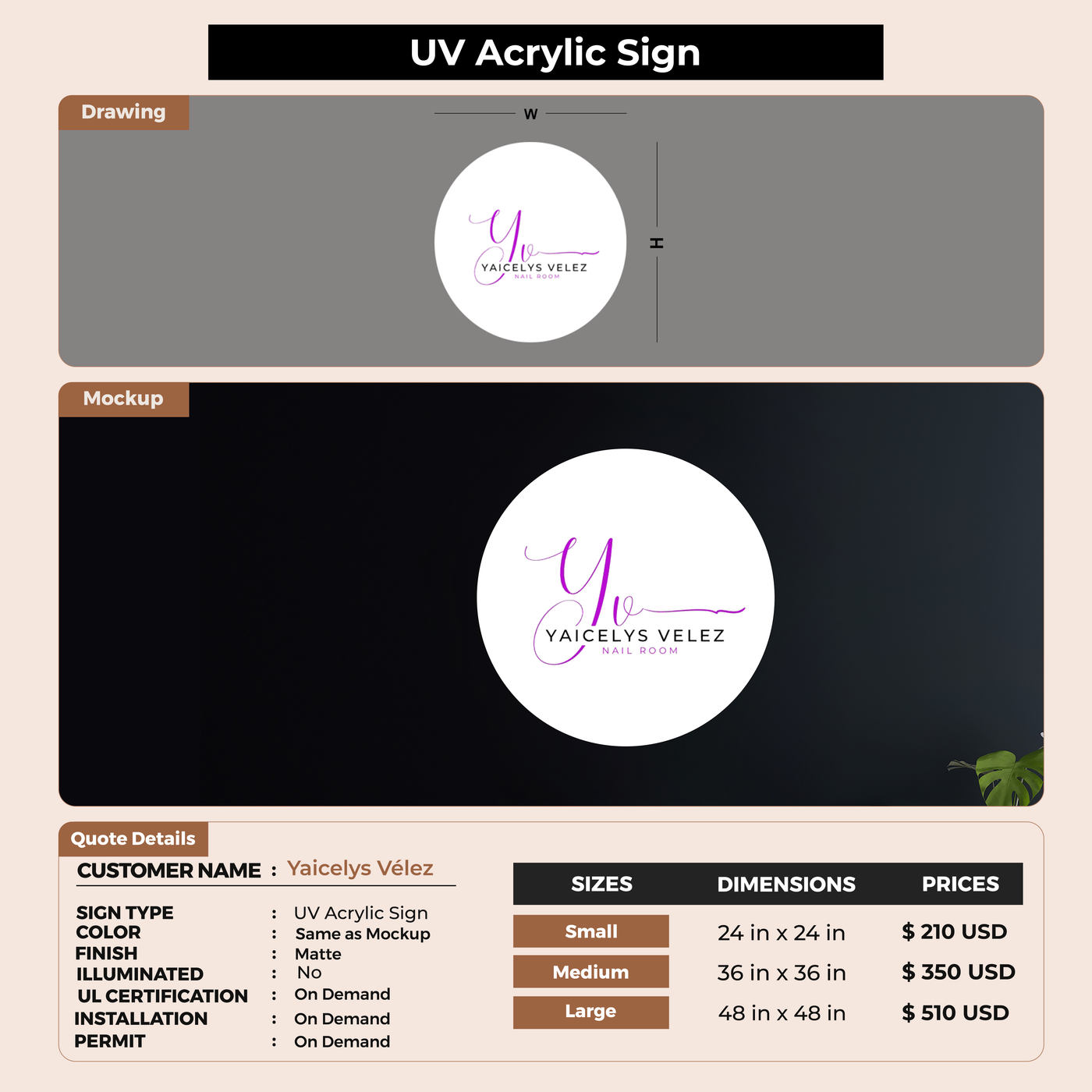 Custom Signs For Yaicelys Vélez