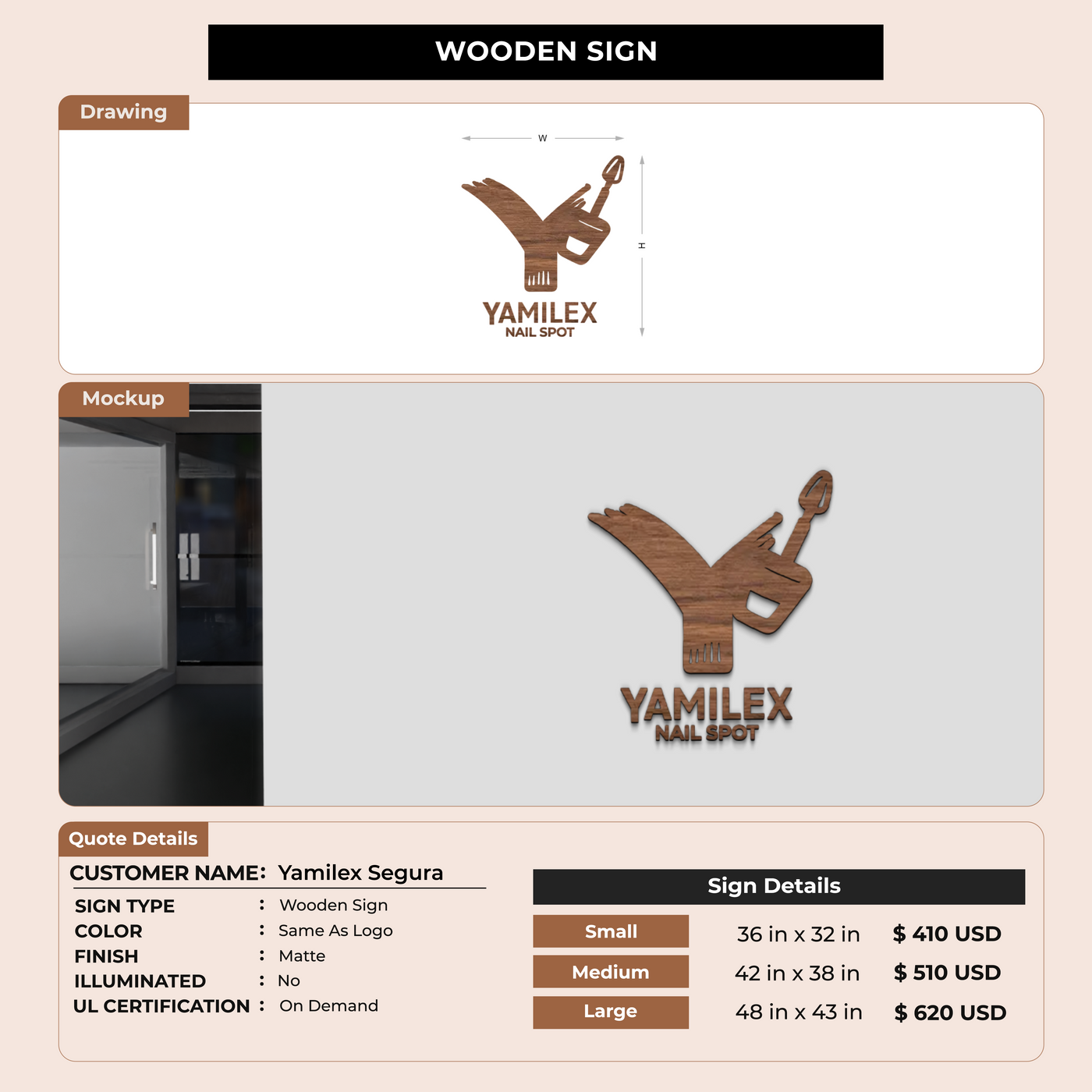 Wooden Sign For Yamilex Segura