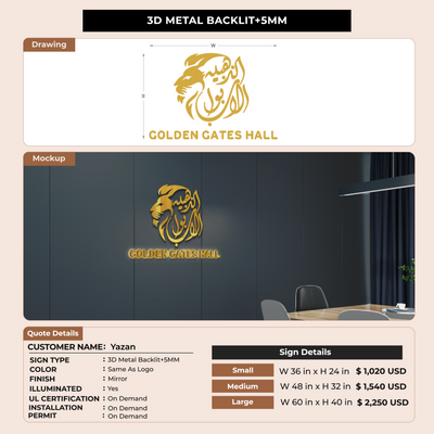 Metal Backlit Sign for Yazan