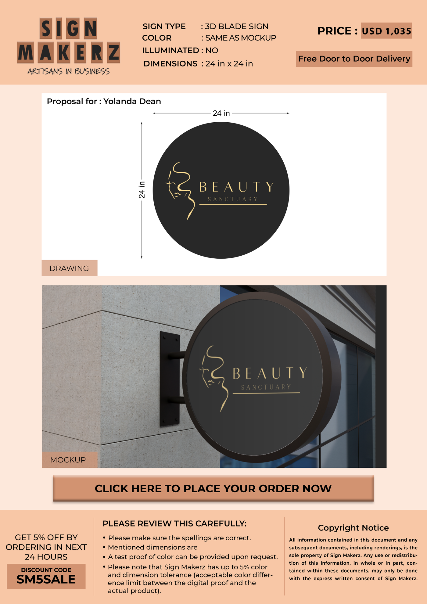 3d Blade Sign for Yolanda Dean