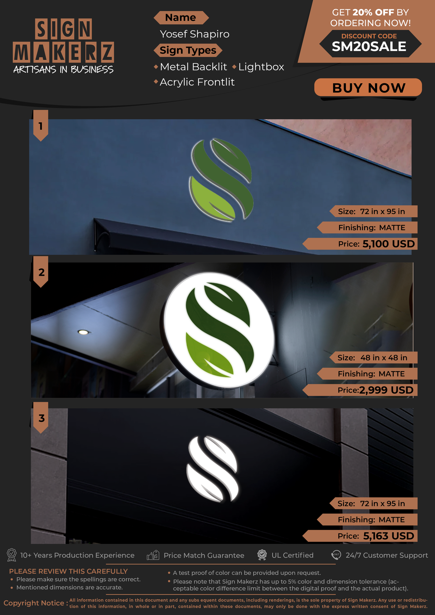 Business Signs for Yosef Shapiro