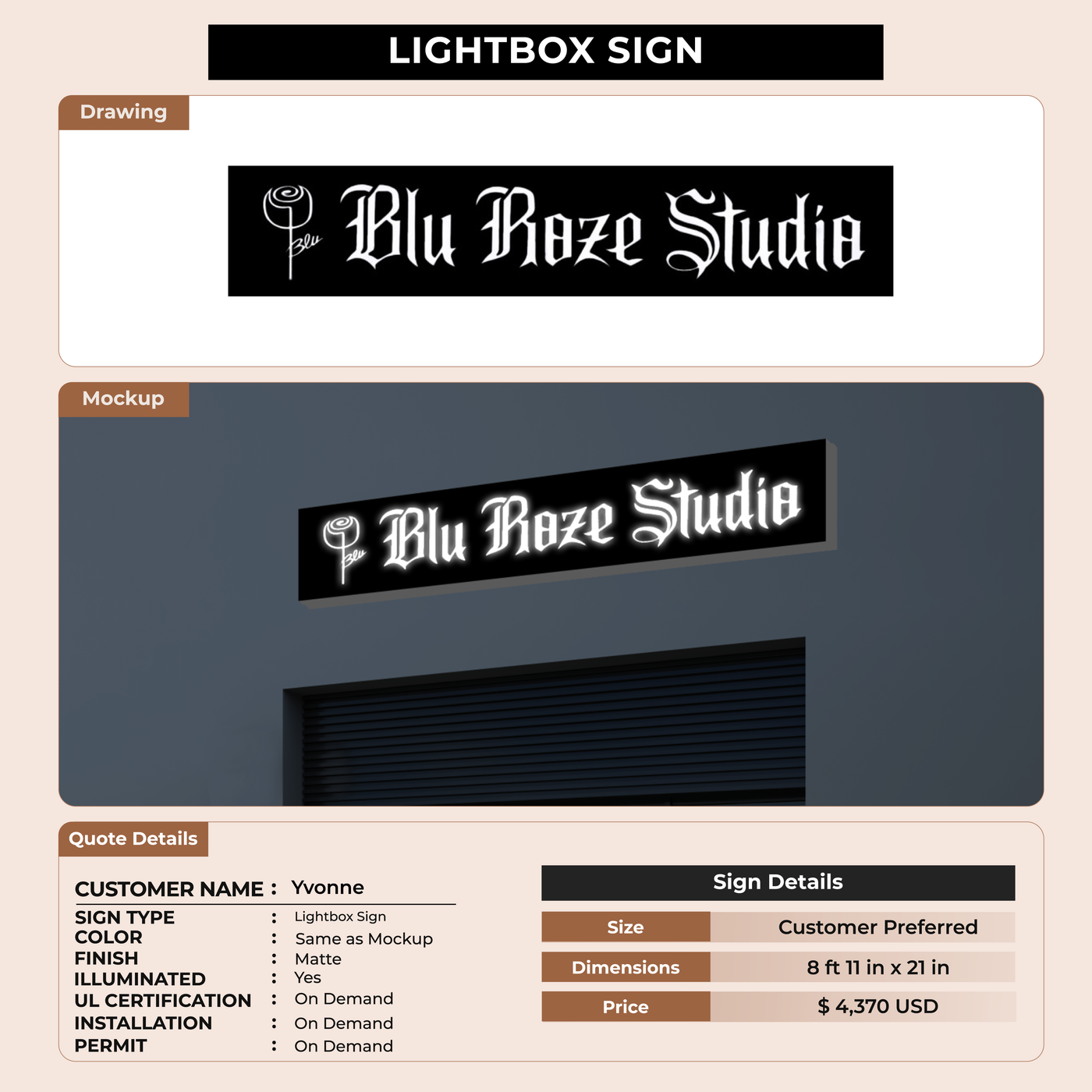 Light Box Sign for Yvonne