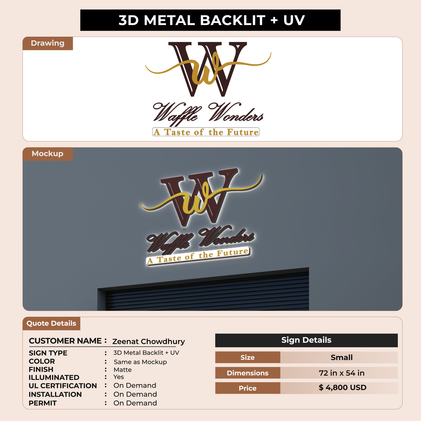 Business Signage for Zeenat Chowdhury