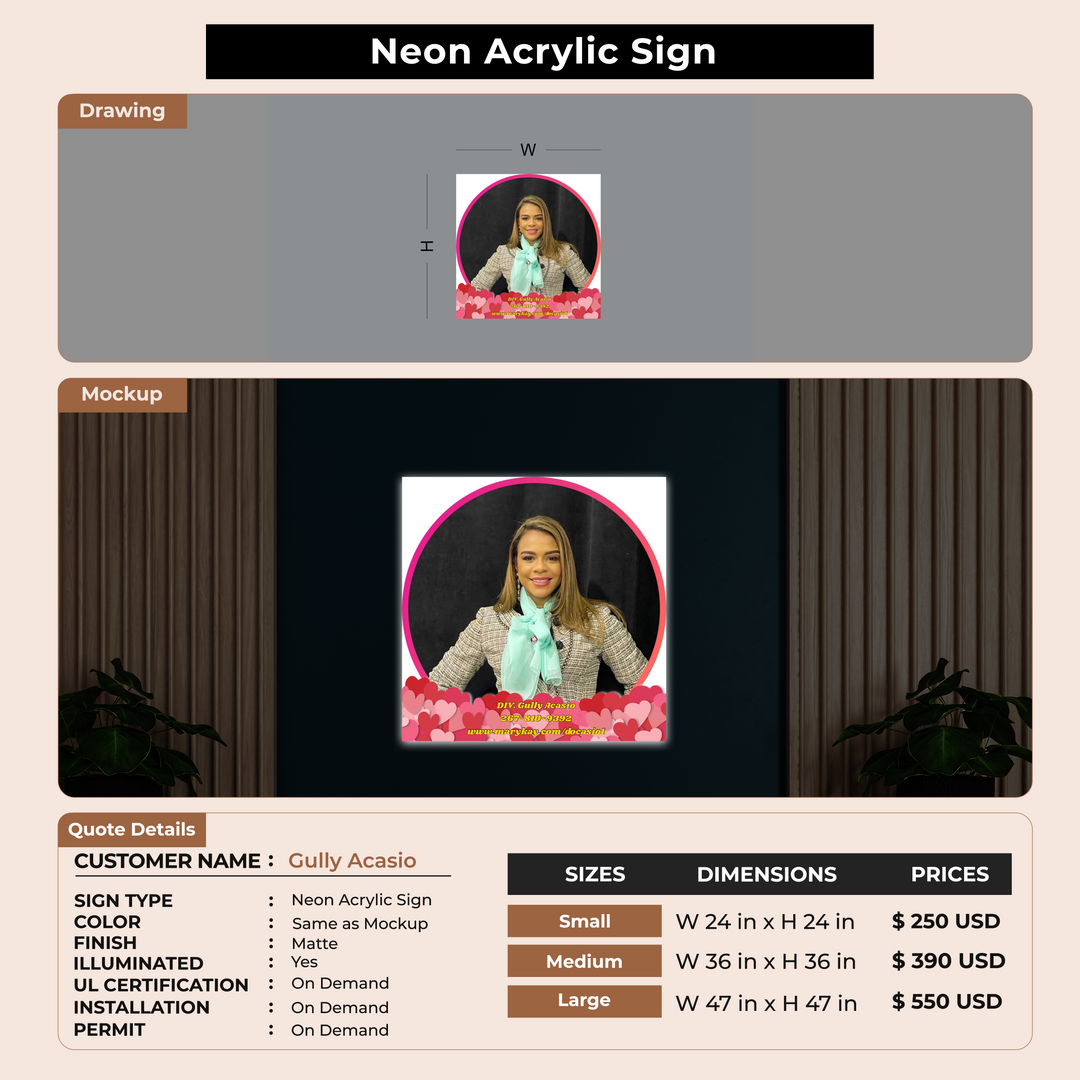 Neon Acrylic Sign for Gully Acasio