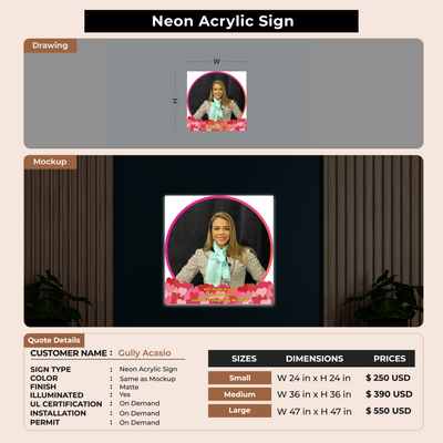 Neon Acrylic Sign for Gully Acasio