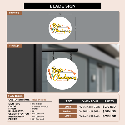 Blade Sign for Baja chaluas