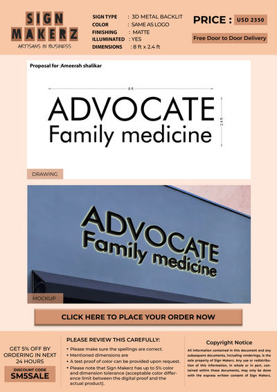 3D Metal Backlit SIgn For Ameerah shalikar