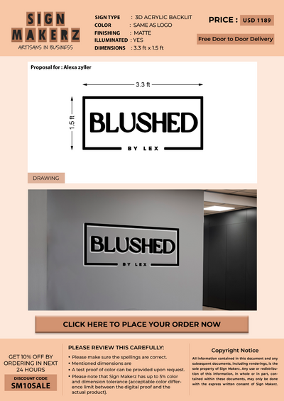 3D Acrylic Backlit sign for Alexa zyller