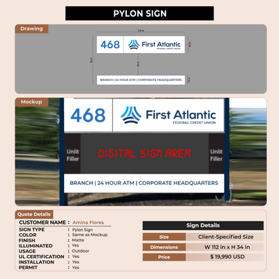 Pylon signs for Amina Flores