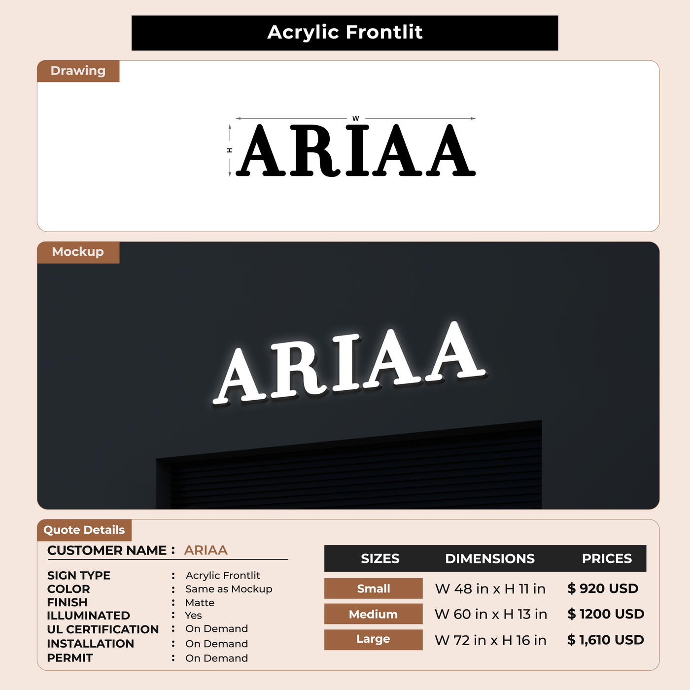 Custom Signs for ARIAA
