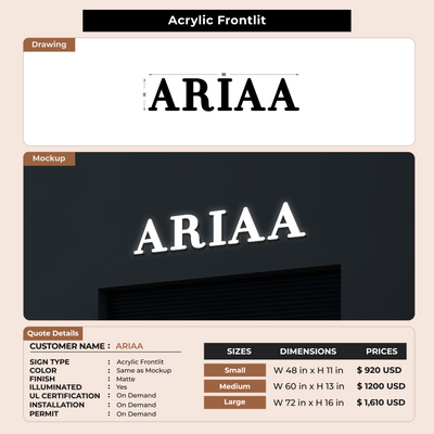 Custom Signs for ARIAA