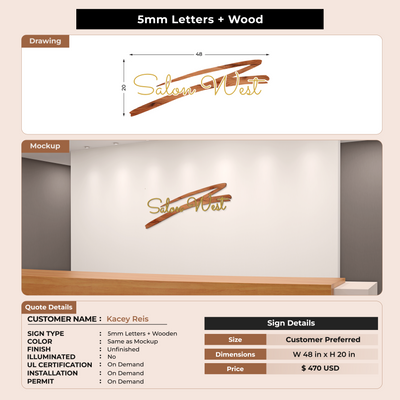 5mm Letters + Wood Sign For Kacey Reis