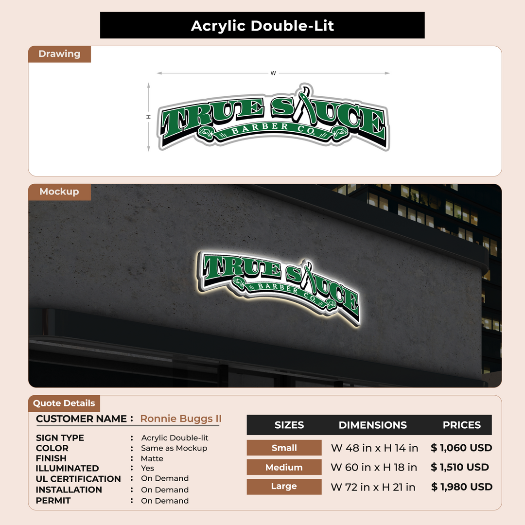 Acrylic Double-lit Sign for Ronnie Buggs II