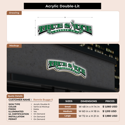 Acrylic Double-lit Sign for Ronnie Buggs II