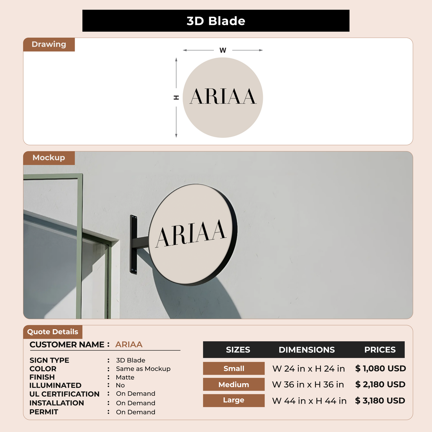 Custom Signs for ARIAA