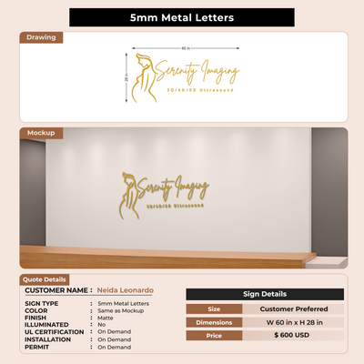 5mm Metal Letters Sign for Neida Leonardo